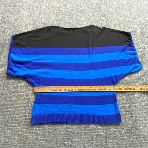 Madison Sweater Women's M Blue Black Striped Batwing Sleeve Top Casual‎ Jumper - Picture 10 of 11